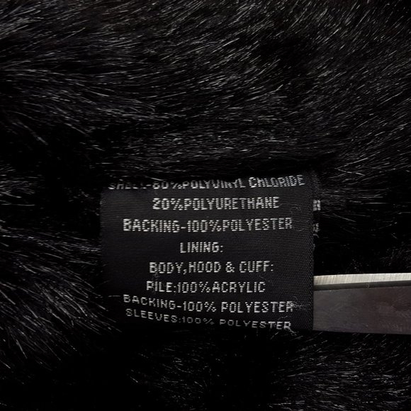 Miletta Full Zip PVC Hooded Coat , Black, Faux Fur Lining, Women's Size Small - Picture 7 of 12